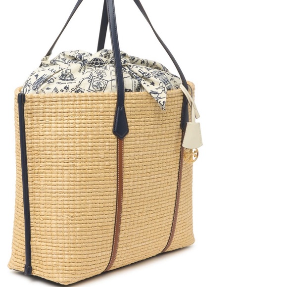 Tory Burch Tan and Navy Tote Bag - Picture 3 of 8